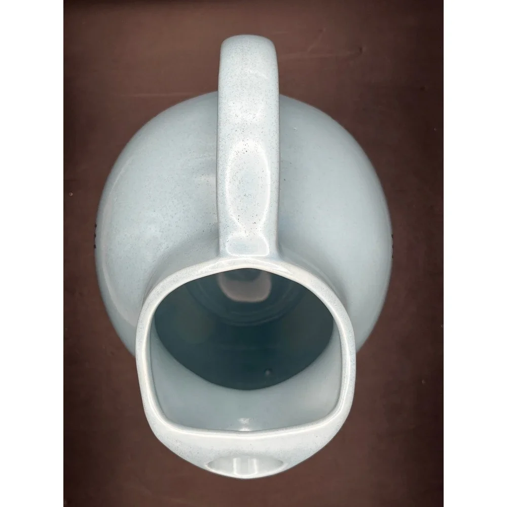 Vtg Light Blue Ceramic Cronin Ball Pitcher Ice Lip USA 1950 7